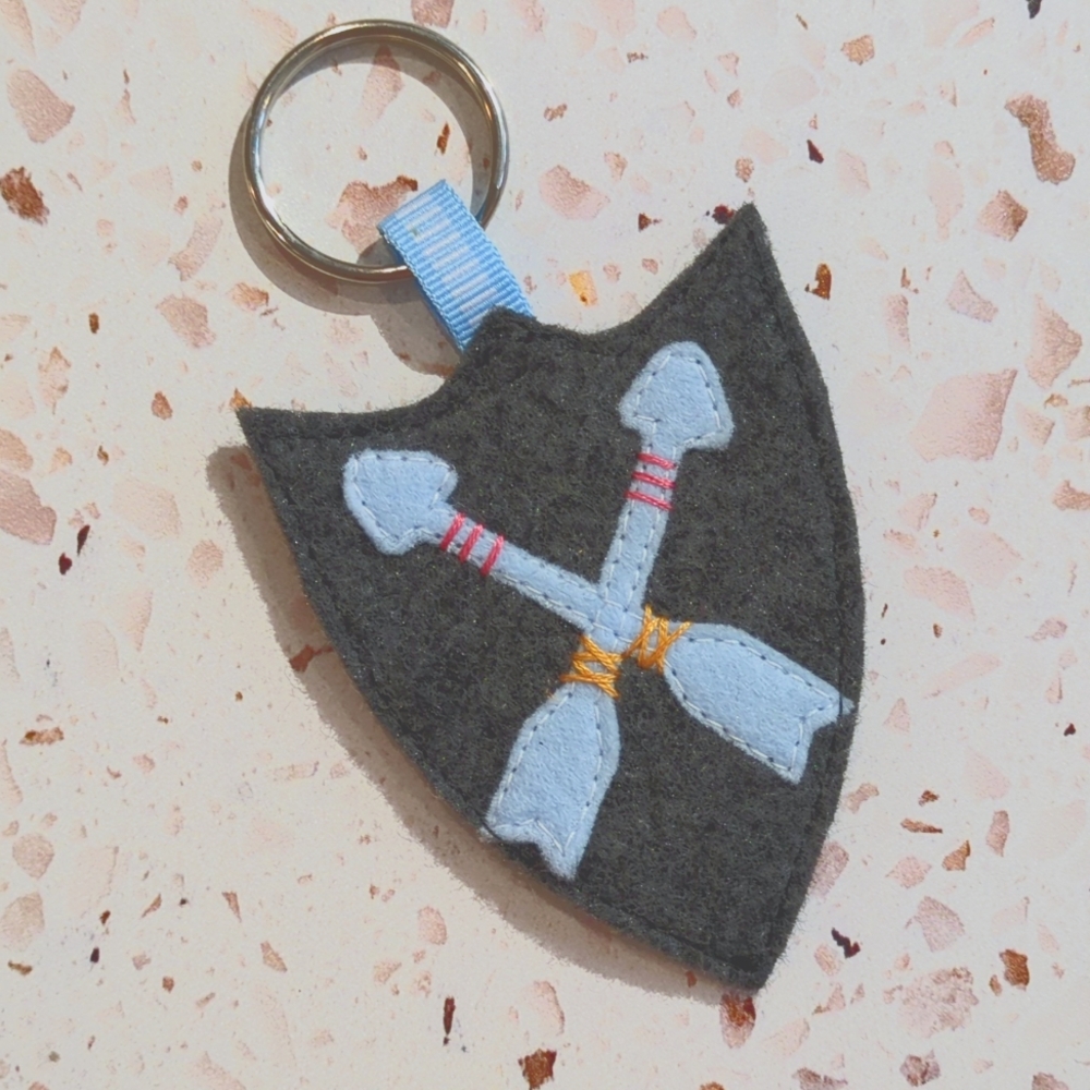 Handcrafted Shield Key Fob Crossed Arrows Bravery Quote Positive Gift | New #4